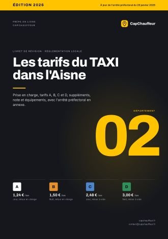 Livret « Les tarifs du TAXI dans l'Aisne », département 02