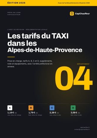 Livret « Les tarifs du TAXI dans les Alpes-de-Haute-Provence », département 04