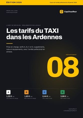 Livret « Les tarifs du TAXI dans les Ardennes », département 08