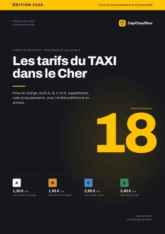 Livret « Les tarifs du TAXI dans le Cher », département 18