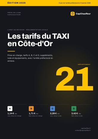 Livret « Les tarifs du TAXI en Côte-d'Or », département 21