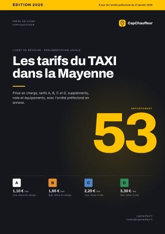 Livret « Les tarifs du TAXI dans la Mayenne », département 53
