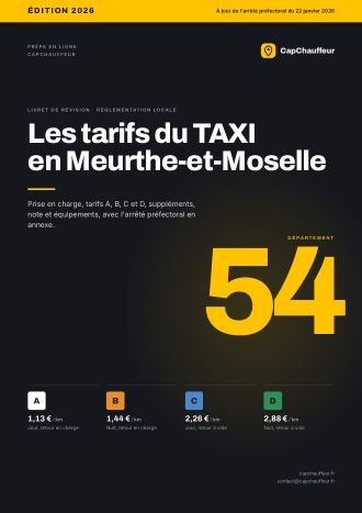 Livret « Les tarifs du TAXI en Meurthe-et-Moselle », département 54