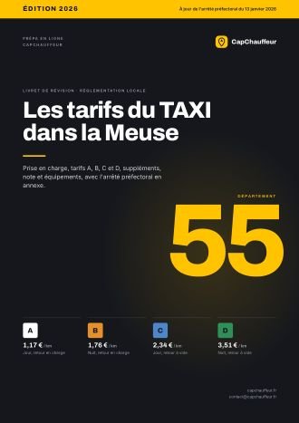 Livret « Les tarifs du TAXI dans la Meuse », département 55