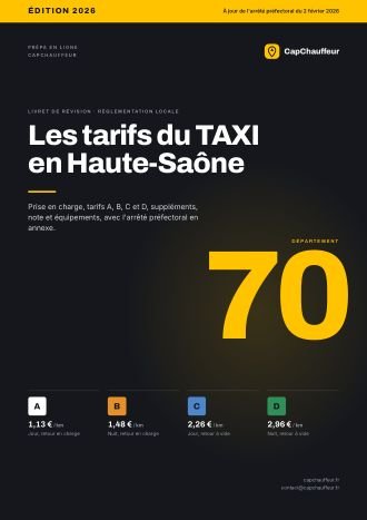 Livret « Les tarifs du TAXI en Haute-Saône », département 70