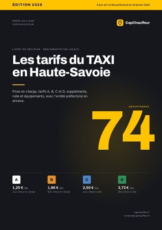 Livret « Les tarifs du TAXI en Haute-Savoie », département 74